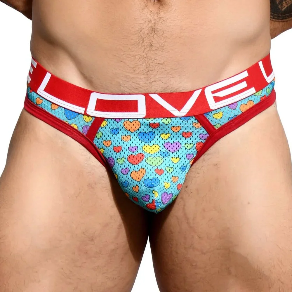 NWT Andrew Christian LOVE Heart Pride Thong 90978 SZ Small - Picture 1 of 3